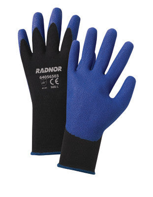 Radnor Large Black Air Infused PVC Palm Coated Gloves WIth 15 Gauge Seamless Nylon Knit Liner