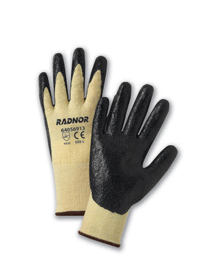 Radnor Medium Yellow Kevlar/Lycra Work Gloves With Black Nitrile Coated Palms