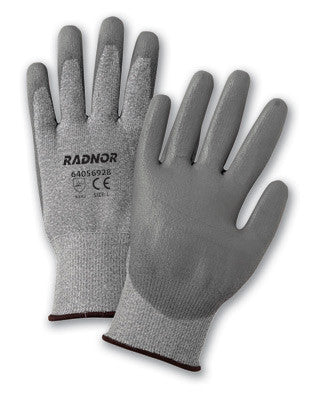 Radnor 2X Gray Polyurethane Palm Coated HPPE Gloves With 13 Gauge Seamless Liner