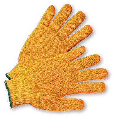 Radnor Medium Orange Medium Weight Acrylic/Polyester Ambidextrous String Gloves With Double Sided PVC Crisscross Honeycomb Pattern Coating