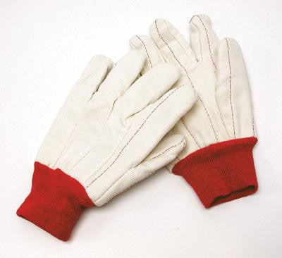 Radnor X-Large White 18 Ounce Nap-In Cotton/Polyester Blend Cotton Canvas Gloves With Red Knitwrist, Double Palm And Standard Lining