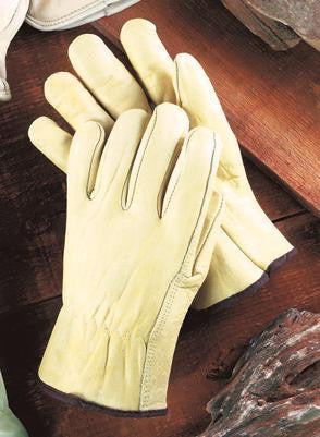 Radnor Medium Grain Cowhide Unlined Drivers Gloves With Straight Thumb, Slip-On Cuff, Color-Coded Hem And Shirred Elastic Back