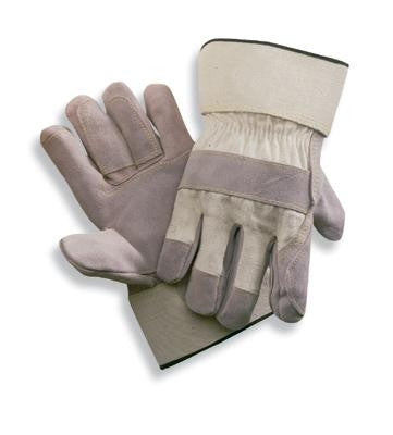 Radnor X-Large Side Split Leather Palm Gloves With Gauntlet Cuff, Duck Canvas Back And Reinforced Knuckle Strap, Pull Tab, Index Finger And Fingertips