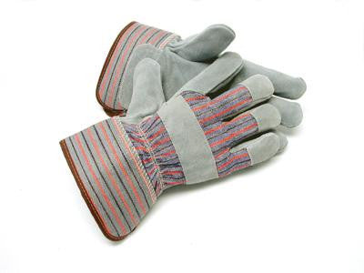 Radnor Large Gray Leather Pile Lined Cold Weather Gloves With Wing Thumb , Safety Cuffs, Leather Pull Tab, Leather Knuckle Strap And Elastic Back