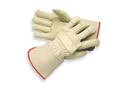Leather gauntlet work gloves sales