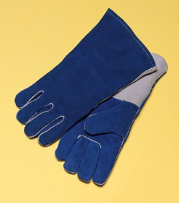 Radnor Large Blue 14" Premium Side Split Cowhide Cotton Lined Welders Gloves With Wing Thumb And Kevlar Stitching