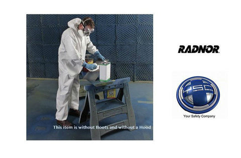 Radnor 3X White Pro-2 Microporous Film Laminated To Spunbond Polypropylene Disposable Coveralls With Front Zipper Closure