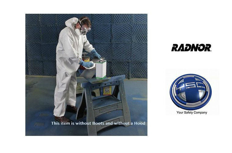Radnor Large White Pro-2 Microporous Film Laminated To Spunbond Polypropylene Disposable Coveralls With Front Zipper Closure