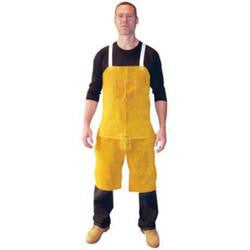 Radnor 24" X 36" Bourbon Brown Side Split Leather Split Leg Bib Apron With Two Chest Pockets, Cotton Crossed Back Straps And Side Release Buckles