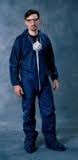 Radnor Large Blue Spunbond Polypropylene Disposable Coveralls With Front Zipper Closure And Attached Hood And Boots