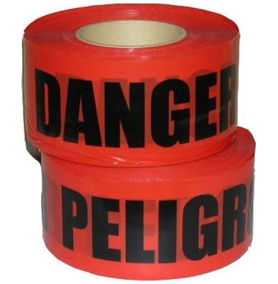 Radnor 3" X 1000' Red 2 Mil Bilingual Barricade Tape "Danger Peligro"