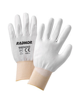 Radnor Medium White Economy Polyurethane Palm Coated Gloves With Seamless 13 Gauge Nylon Knit Liner