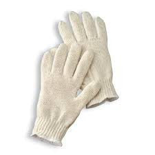 Radnor Ladies Natural Medium Weight Cotton Ambidextrous String Gloves With Knit Wrist