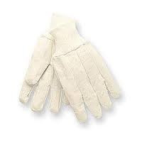 Radnor Men's White 8 Ounce Cotton/Polyester Blend Cotton Canvas Gloves With Knitwrist And PVC Dotted Palm, Thumb And Index Finger