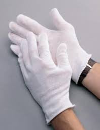 Radnor Men's White 9" Light Weight 100% Cotton Reversible Inspection Gloves With Unhemmed Cuff