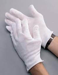 Radnor Men's White 9" Heavy Weight 100% Cotton Reversible Inspection Gloves With Unhemmed Cuff