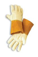 Radnor Large Standard Grain Cowhide MIG/TIG Welders Glove With 4" Split Leather Cuff, Kevlar Sewn Reinforced Thumb Strap And Pull