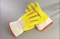 Radnor Large Yellow/White Economy Rubber Palm Coating Wrinkle Finish Canvas Work Glove With Safety Cuff
