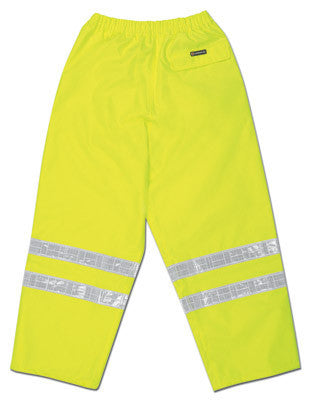 River City Garments Large Fluorescent Lime Luminator Pro Polyester And Polyurethane Rain Pants With Drawstring Closure And Reflective Stripes