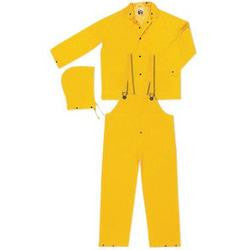 River City Garments X-Large Yellow Wizard .28 mm Nylon And PVC Flame Resistant 3 Piece Rain Suit (Includes Jacket With Front Snap Closure, Detached Hood And Snap Fly Bib Pants)