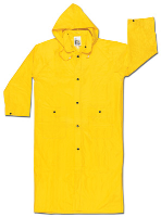 River City Garments Large 49" Yellow Wizard .28 mm Nylon And PVC Flame Resistant Rain Coat With Front Snap Closure And Detachable Hood