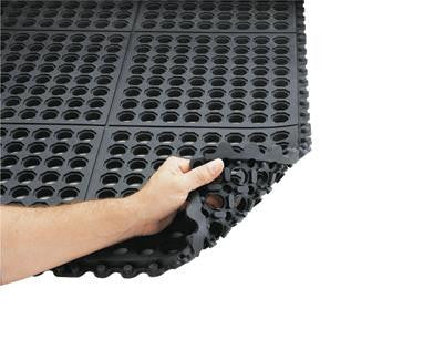 Superior Manufacturing Notrax 3' X 3' Black 3/4" Thick Cushion-Ease Wet/Dry Area Anti-Fatigue Floor Mat