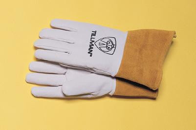 Tillman Medium Top Grain Pearl Gray Kidskin Premium Grade TIG Welders Glove With Kevlar Stitching, Wing Thumb, 4" Cuff And Seamless Forefinger