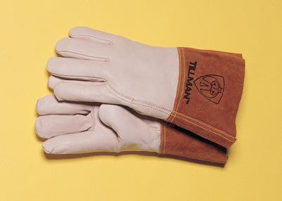 Tillman  Small Top Grain Pearl Gray Leather Premium Grade TIG Welders Glove With Kevlar Stitching, Wing Thumb, 4" Cuff And Seamless Forefinger