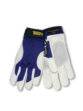 Tillman 2X Blue And Gray TrueFit Pigskin And Nylon Thinsulate Lined Cold Weather Gloves With Elastic Cuffs