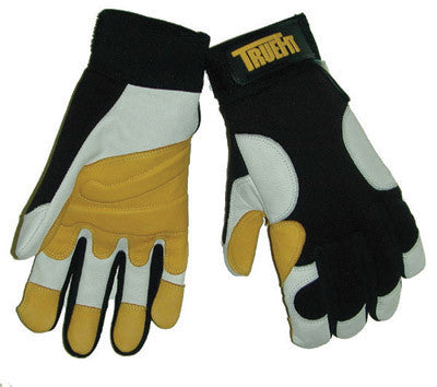 Tillman 2X Black, Gold And Pearl TrueFit Super Premium Full Finger Top Grain Goatskin And Spandex Mechanics Gloves With Elastic Cuff, Double Reinforced Fingertips, Additional Palm Padding , And Side Bolsters On Back Of Glove