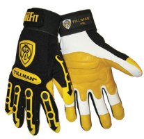 Tillman Large Black And Gold TrueFit Super Premium Full Finger Top Grain Goatskin And Spandex Mechanics Gloves With Elastic Cuff Hook & Loop Cuff And TPR Pads on Finger,Knuckle And Back Of Hand