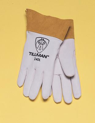 Tillman  Large Pearl Gray Kidskin Premium Grade TIG Welders Glove With Kevlar Stitching, Straight Thumb And 2" Cuff