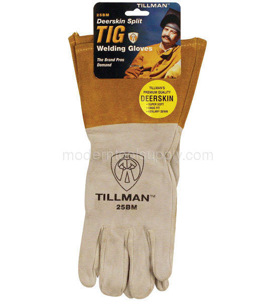 Tillman  Medium Pearl Gray Deerskin Standard Grade TIG Welders Glove With Kevlar Stitching, Straight Thumb And 4" Cuff