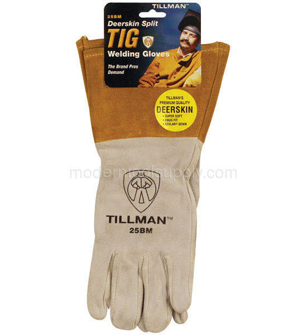 Tillman  Medium Pearl Gray Deerskin Standard Grade TIG Welders Glove With Kevlar Stitching, Straight Thumb And 4" Cuff