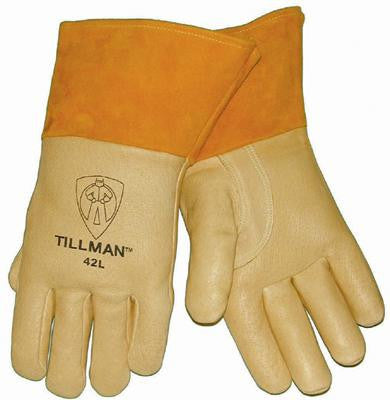 Tillman Medium Top Grain Pigskin MIG Welder's Glove With Cotton/Foam Lined Back, Unlined Palm, Straight Thumb And 4" Cuff
