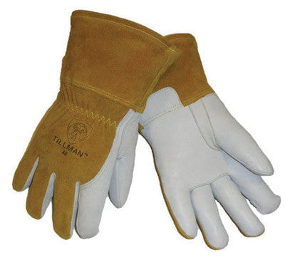 Tillman Medium Split Back Leather MIG Gloves With Goatskin Palm, Straight Thumb 3 1/2" Cuff And Fleece Lining