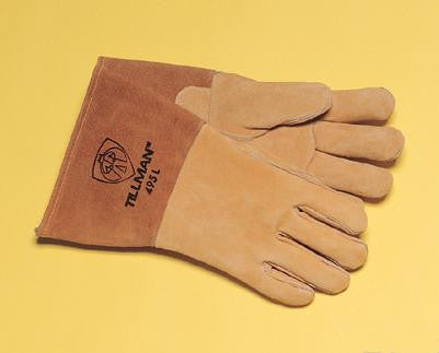 Tillman Large Brown 14" Reverse Grain Pigskin Cotton/Foam Lined Welders Gloves With Welted Fingers And Kevlar Stitching (Carded)