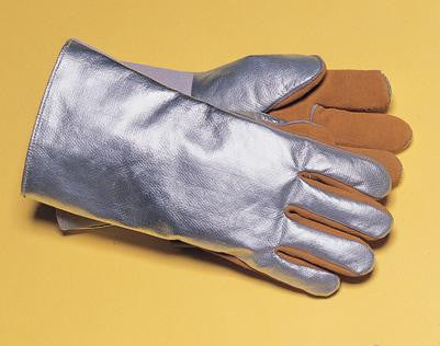 Tillman Silver And Brown Leather And Aluminized Rayon Wool Lined Aluminized Welding Glove With Gauntlet Cuff