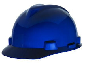 MSA Blue V-Gard Class E Type I Polyethylene  Slotted Hard Cap With 1-Touch Suspension