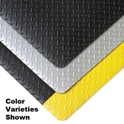 Superior Manufacturing Notrax 3' X 12' Black 9/16" Thick Cushion Trax Dry Area Anti-Fatigue Floor Mat With Yellow Border